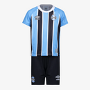 Conjunto Infantil Umbro Grêmio 2025/26 I - Azul, Preto, Branco