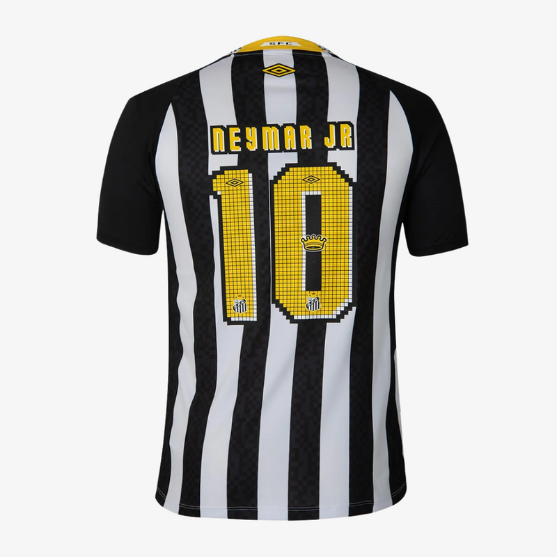 Camisa Masculina Umbro Santos Torcedor 2025/26 II - Listrada, Preto, Branco