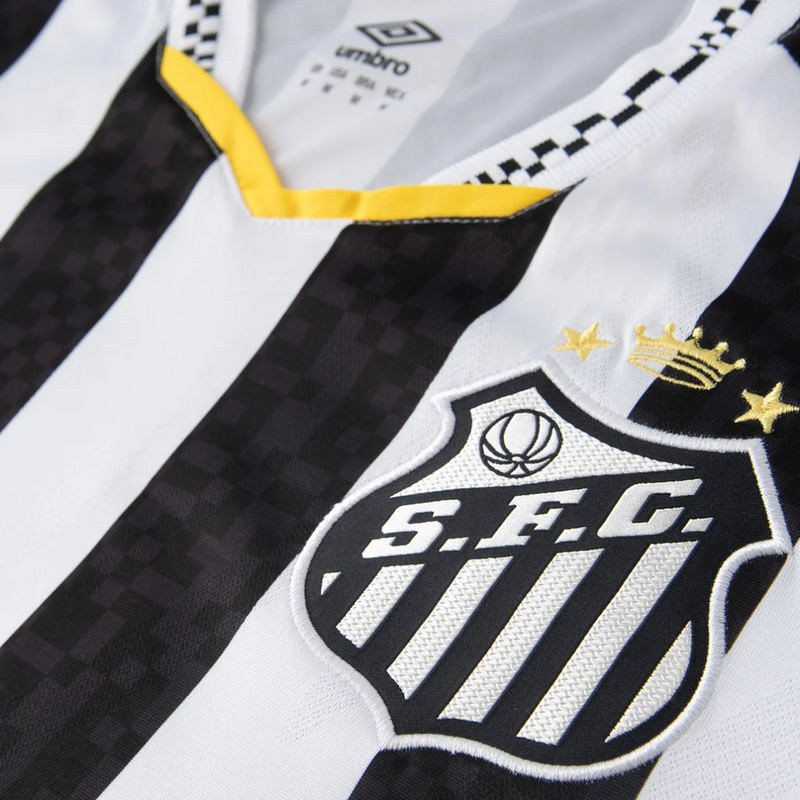 Camisa Masculina Umbro Santos Torcedor 2025/26 II - Listrada, Preto, Branco
