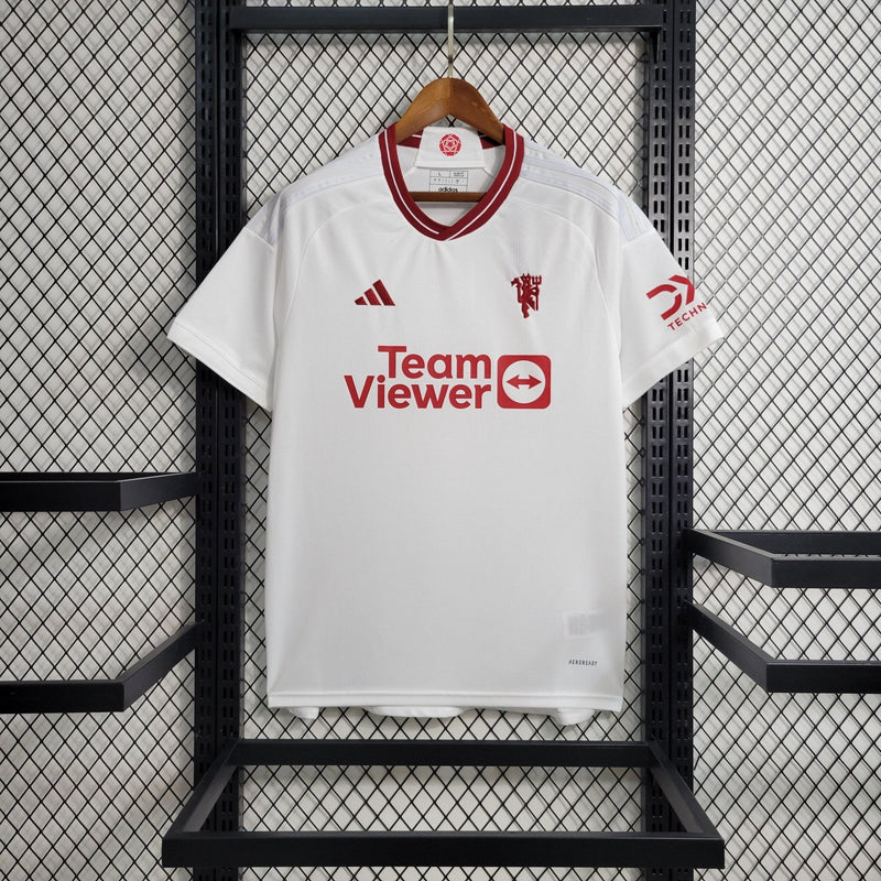 Camisa Manchester United II 23/24 Away Red Devil's - Adidas Torcedor Masculina - Branca